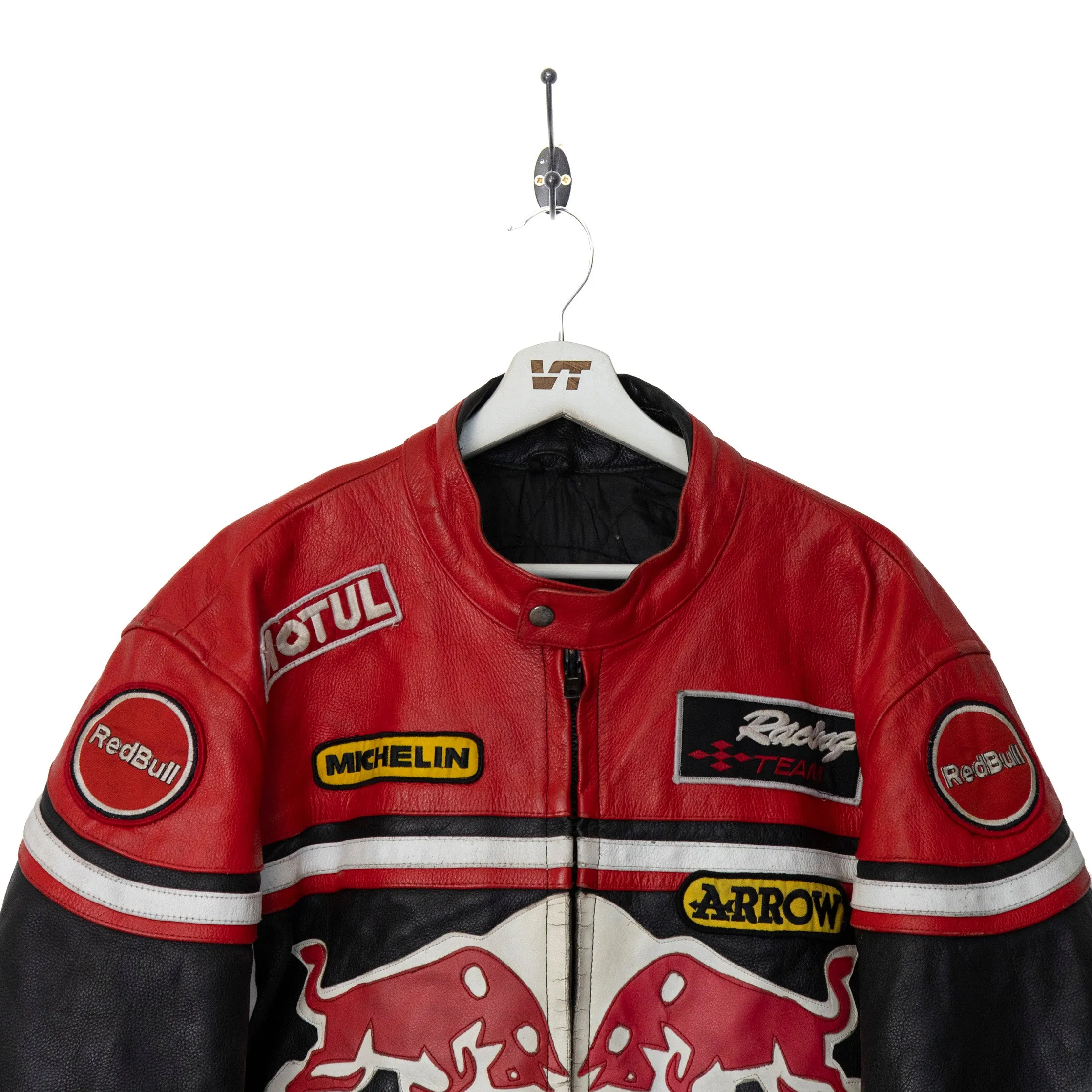 Michelin Red Bull Stripe Racing Leather Jacket