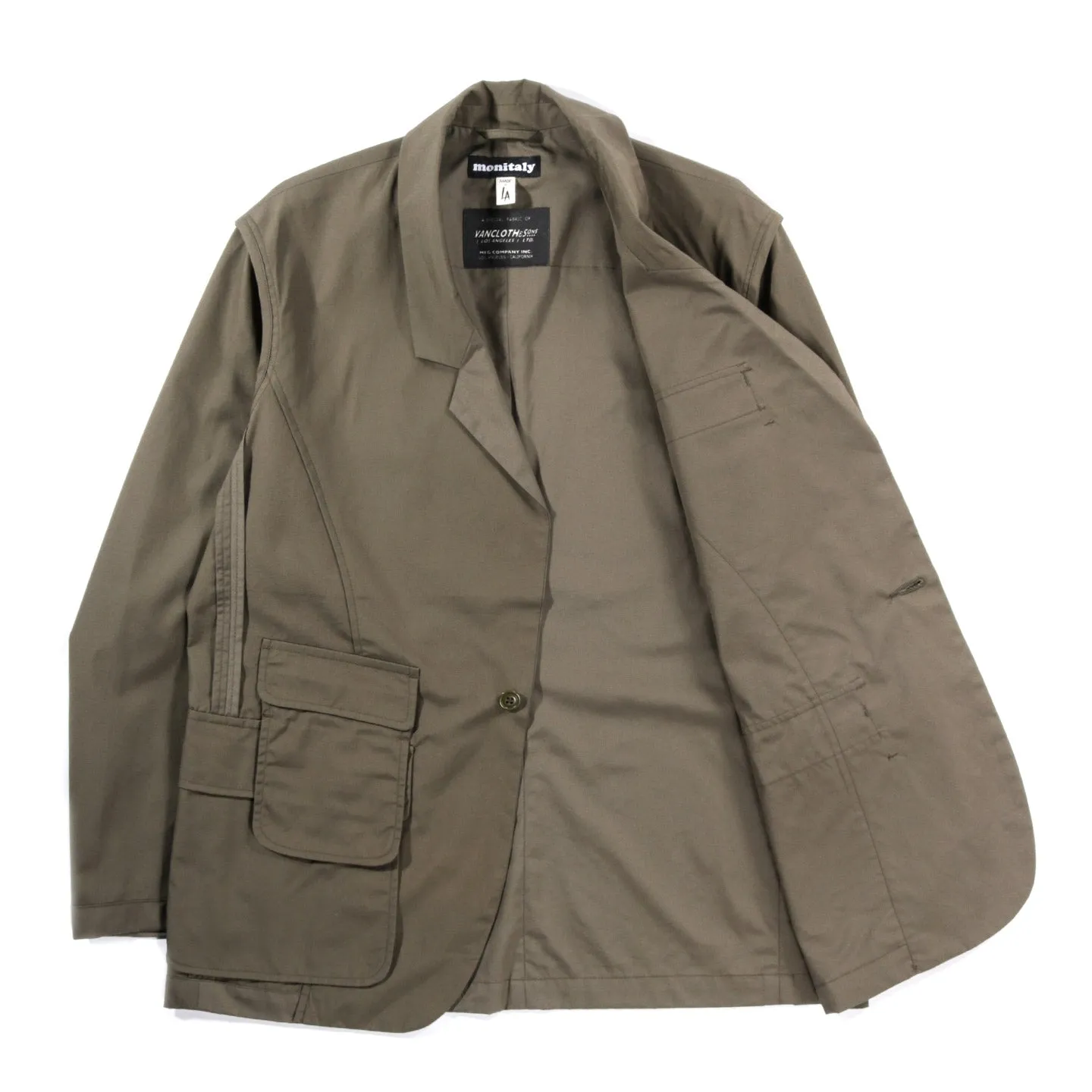 MONITALY URA LOW LAPEL BLAZER VANCLOTH OXFORD OLIVE