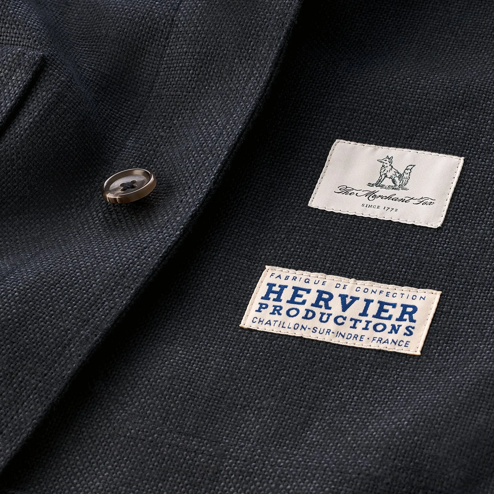 Navy Blue Heavy Linen Utility Jacket