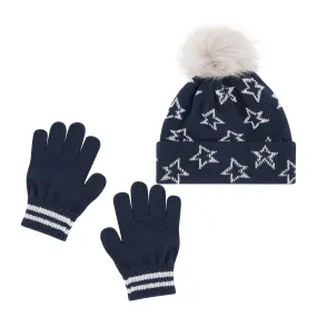 Navy Star Hat & Glove Set