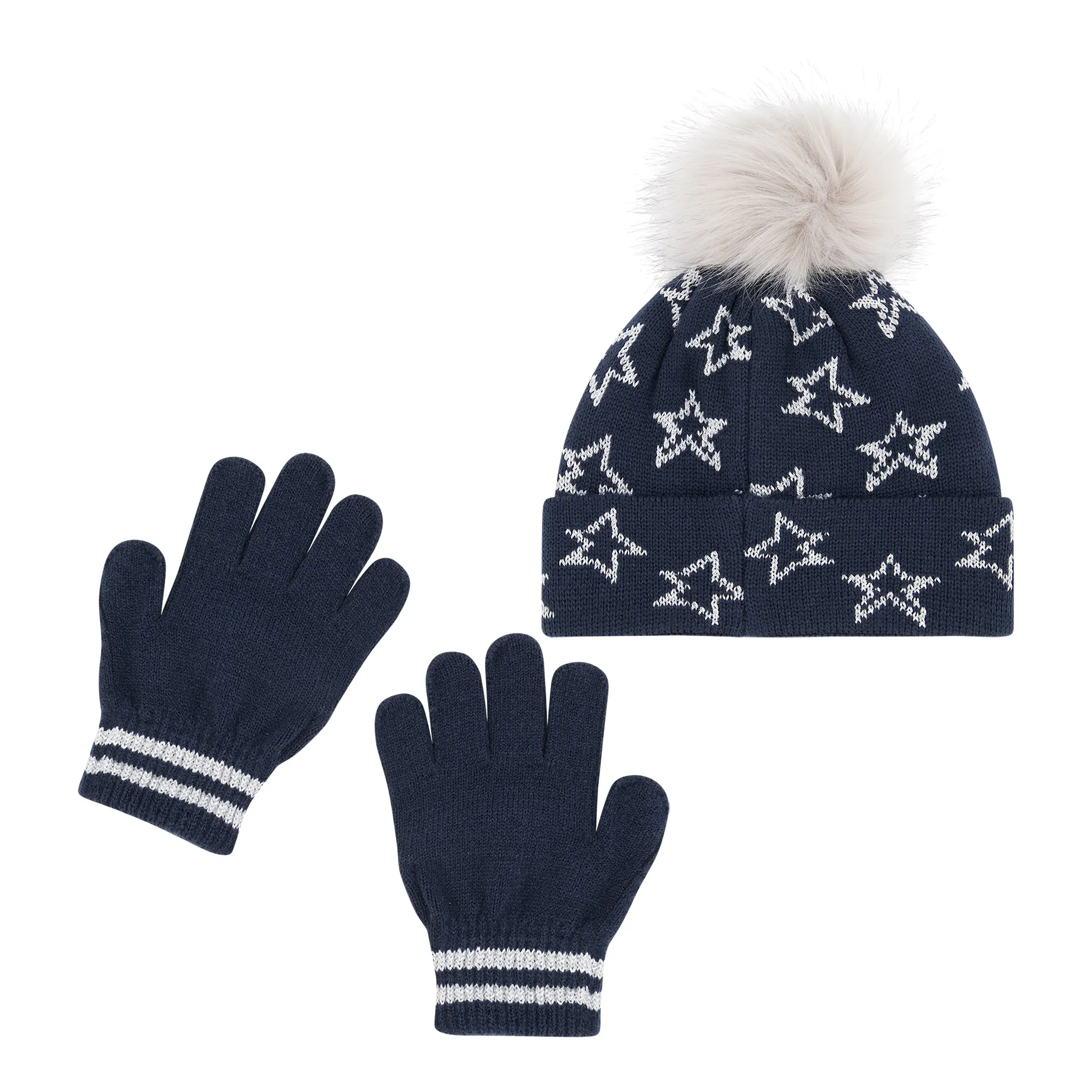 Navy Star Hat & Glove Set