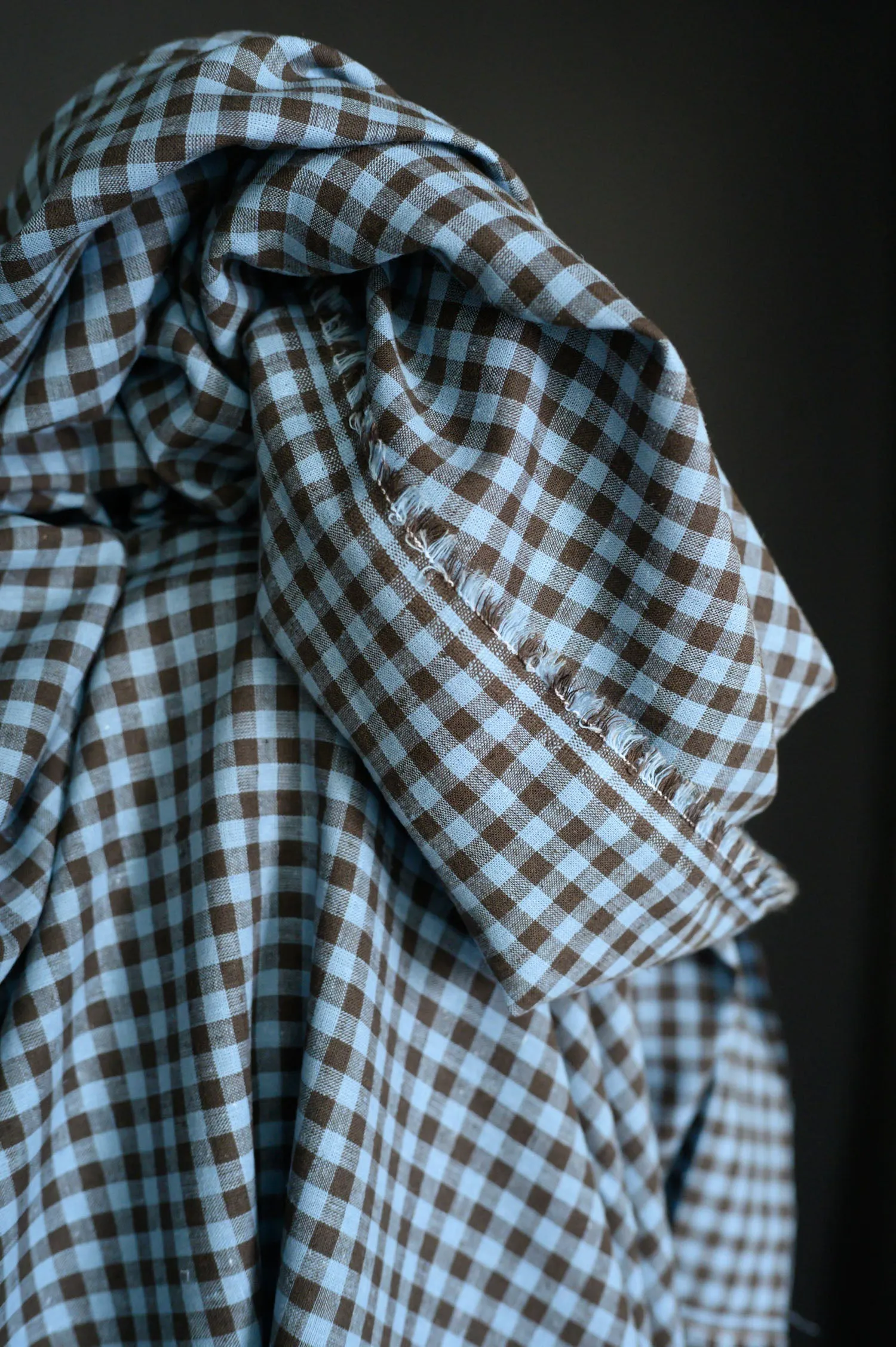 Northern Blues Linen Cotton Gingham Fabric