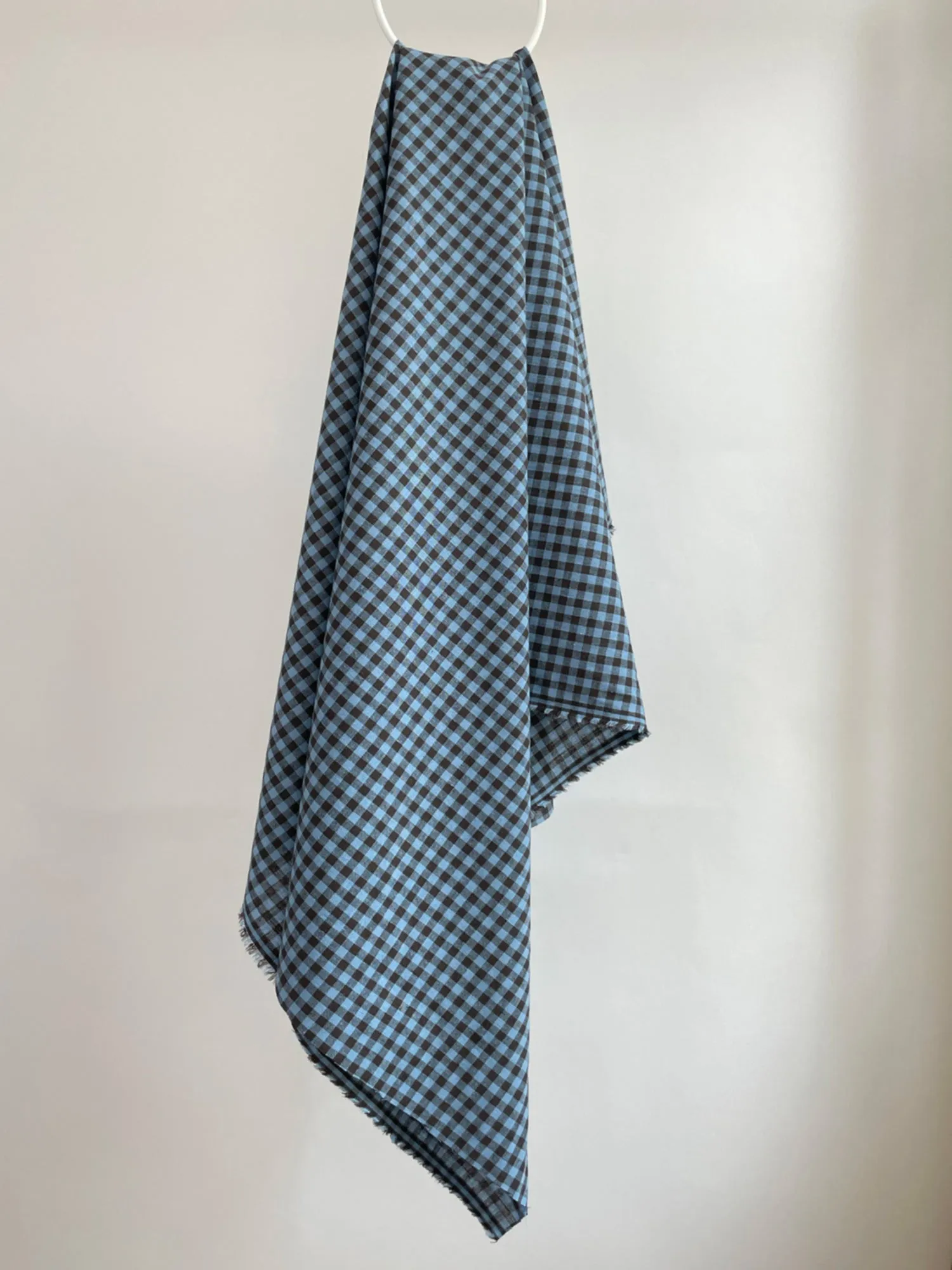 Northern Blues Linen Cotton Gingham Fabric