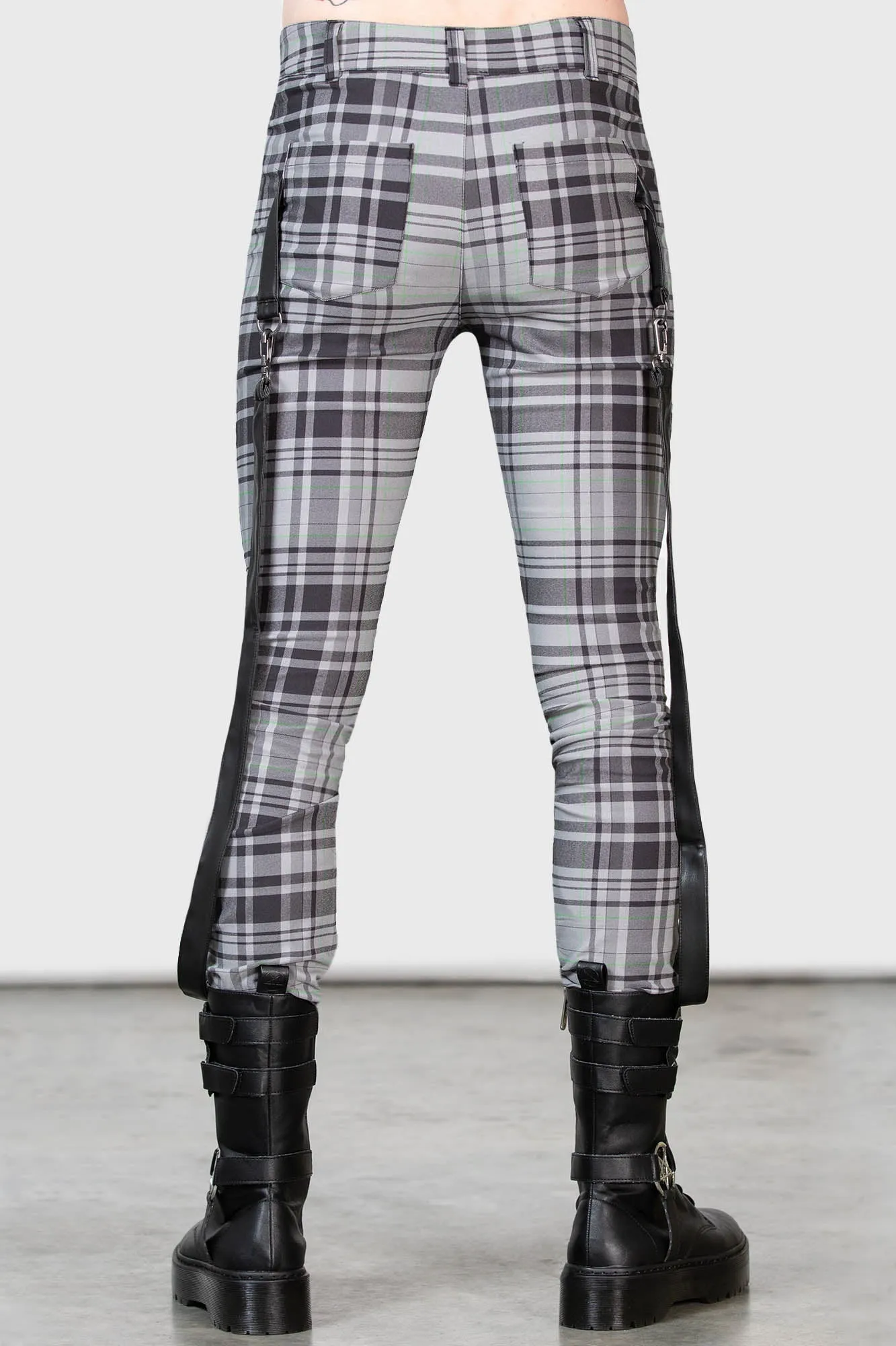 Office Riot Strappy Trousers [GREY TARTAN] Resurrect