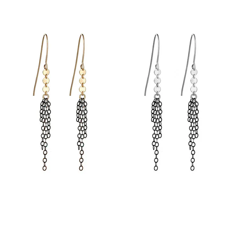 Oxidized Fringe Zipper Earrings