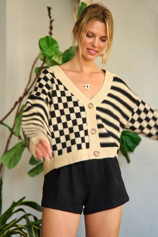 Pattern sweater cardigan