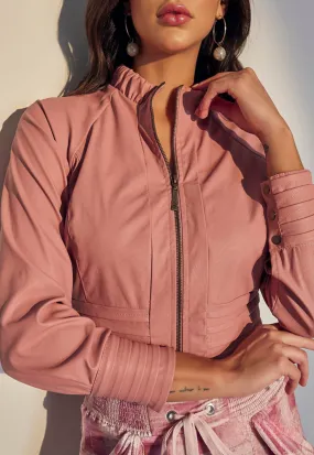 Pink Faux-Leather Jacket