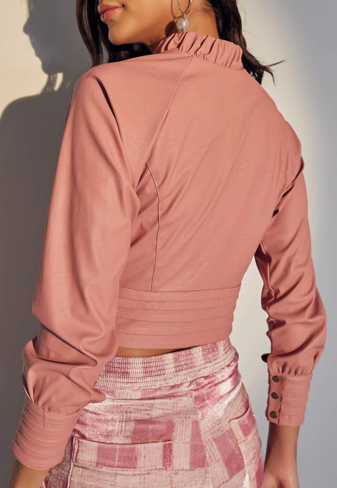 Pink Faux-Leather Jacket