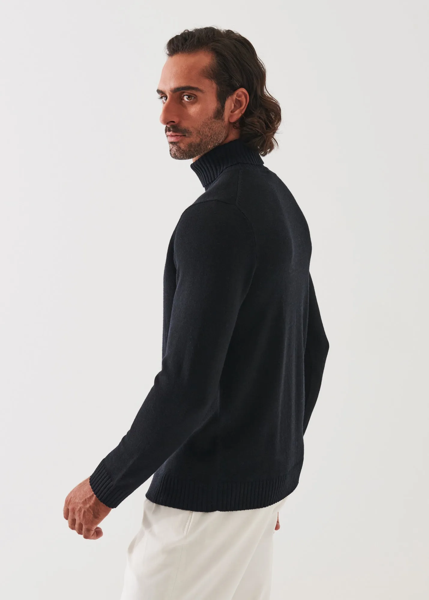 PLAITED MERINO WOOL TURTLENECK