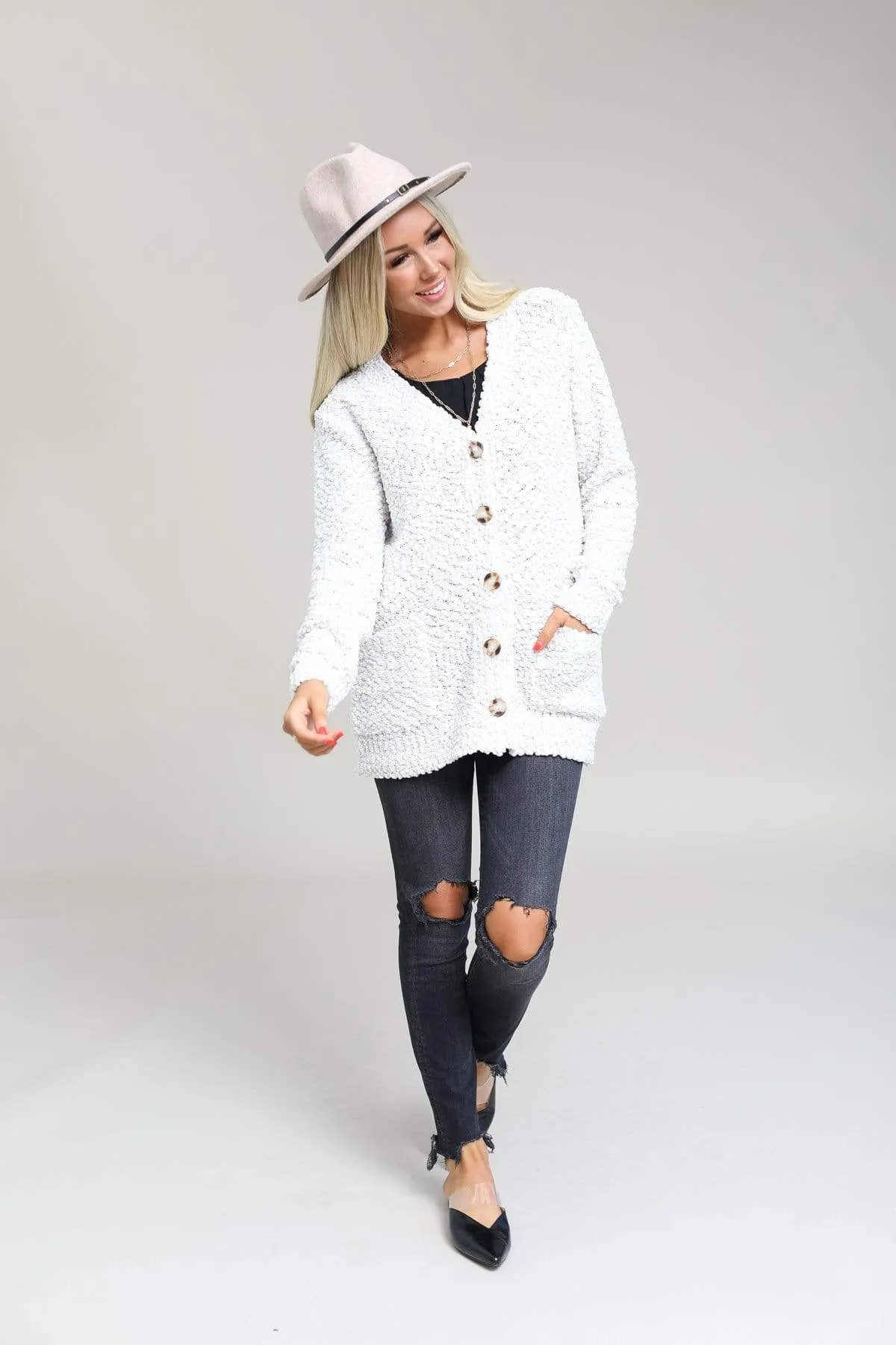 Popcorn Button Down Cardigan