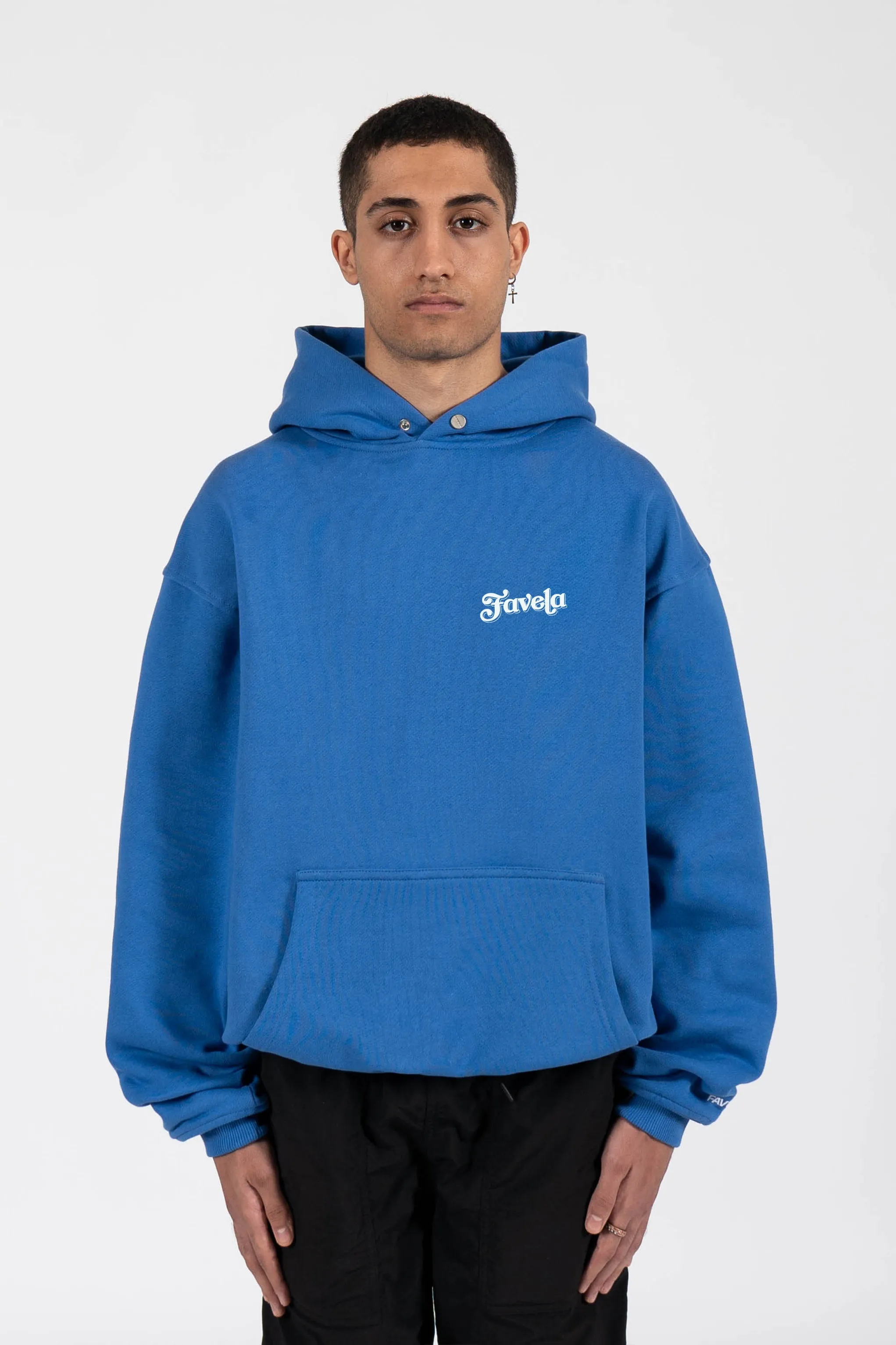 PROFIT OVER PEOPLE WHITE OCEAN SNAP BUTTON HOODIE