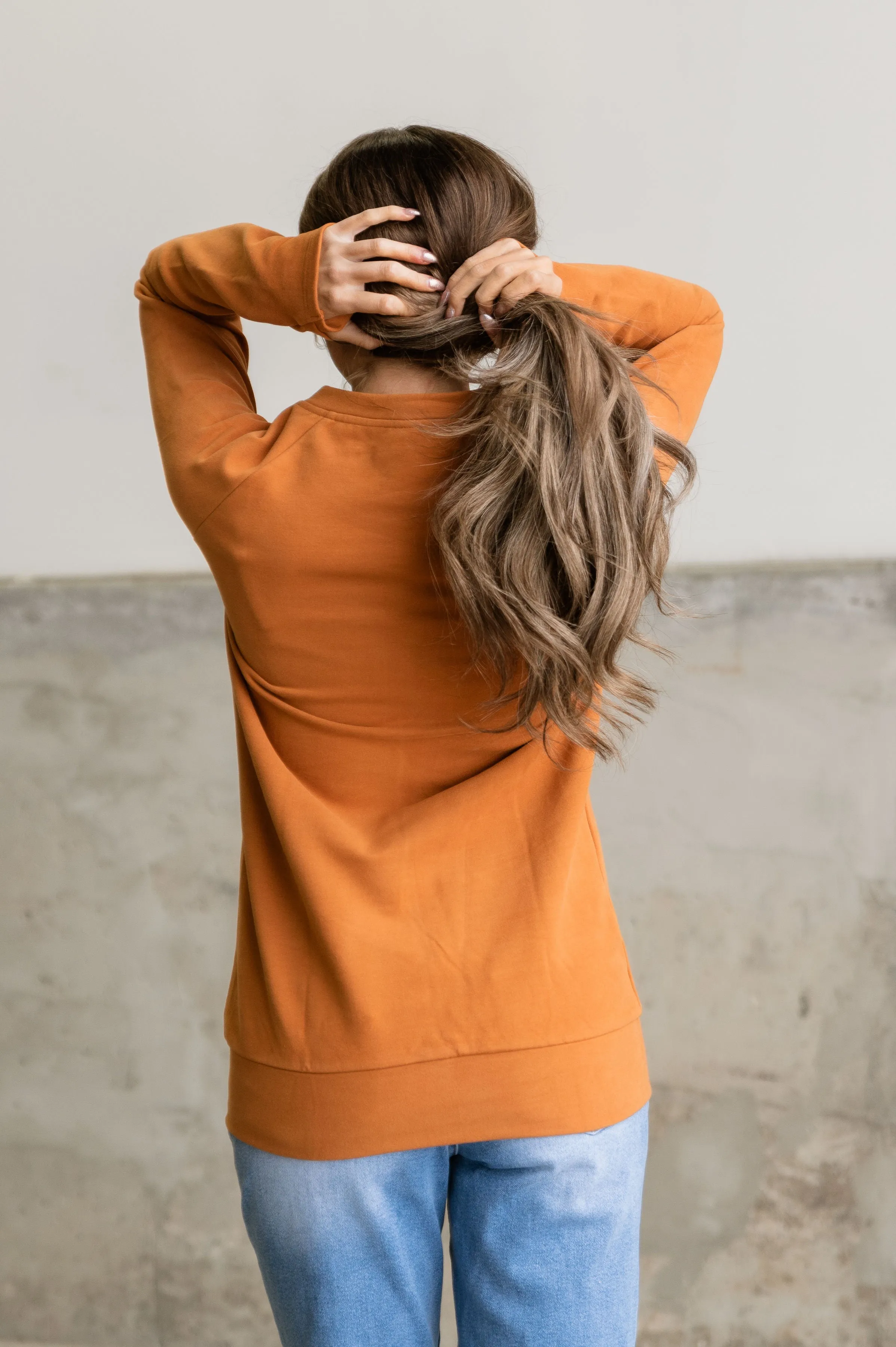 Pullover Sweatshirt - Pumpkin SideZip