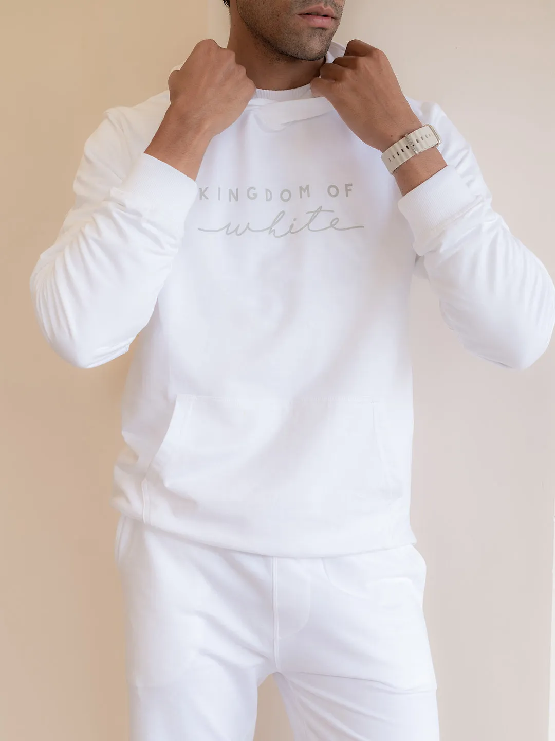 Pure Cotton Logo Print White Hoodie - Snooze