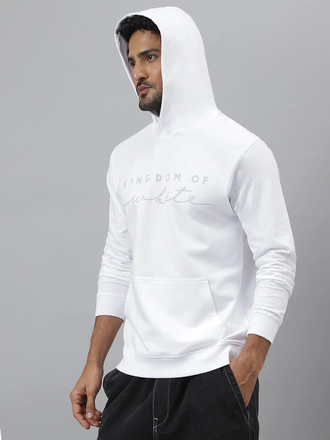 Pure Cotton Logo Print White Hoodie - Snooze