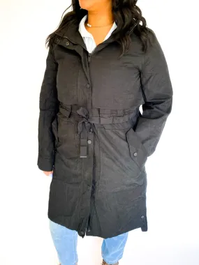 Queue black long hooded jacket