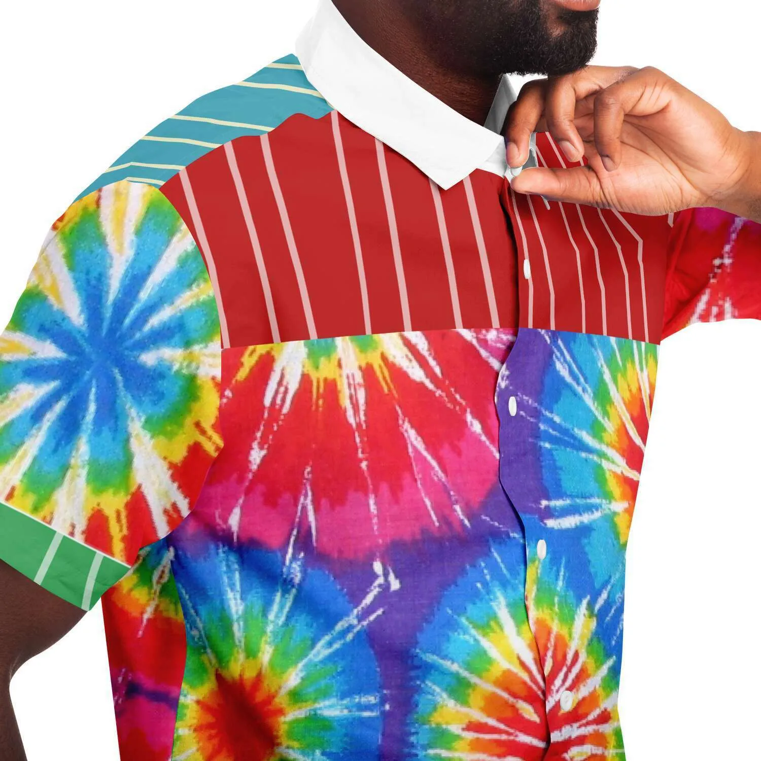 Rainbow Swirl Short Sleeve Button Down Shirt