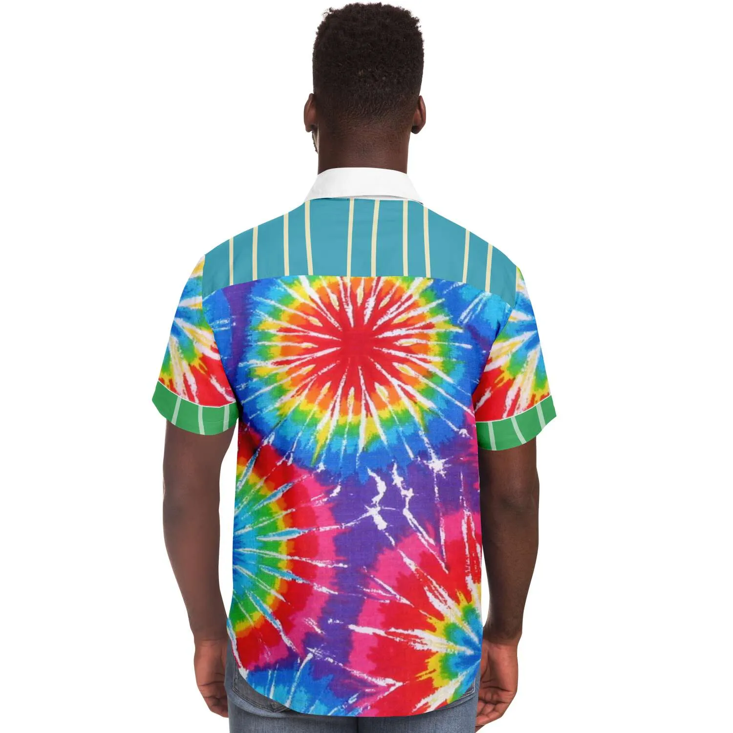 Rainbow Swirl Short Sleeve Button Down Shirt