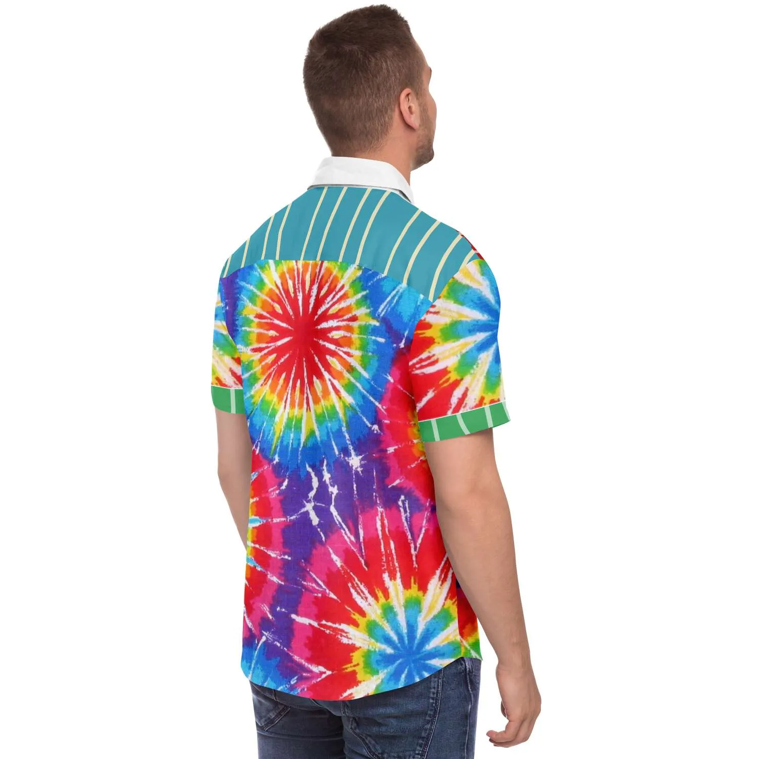 Rainbow Swirl Short Sleeve Button Down Shirt