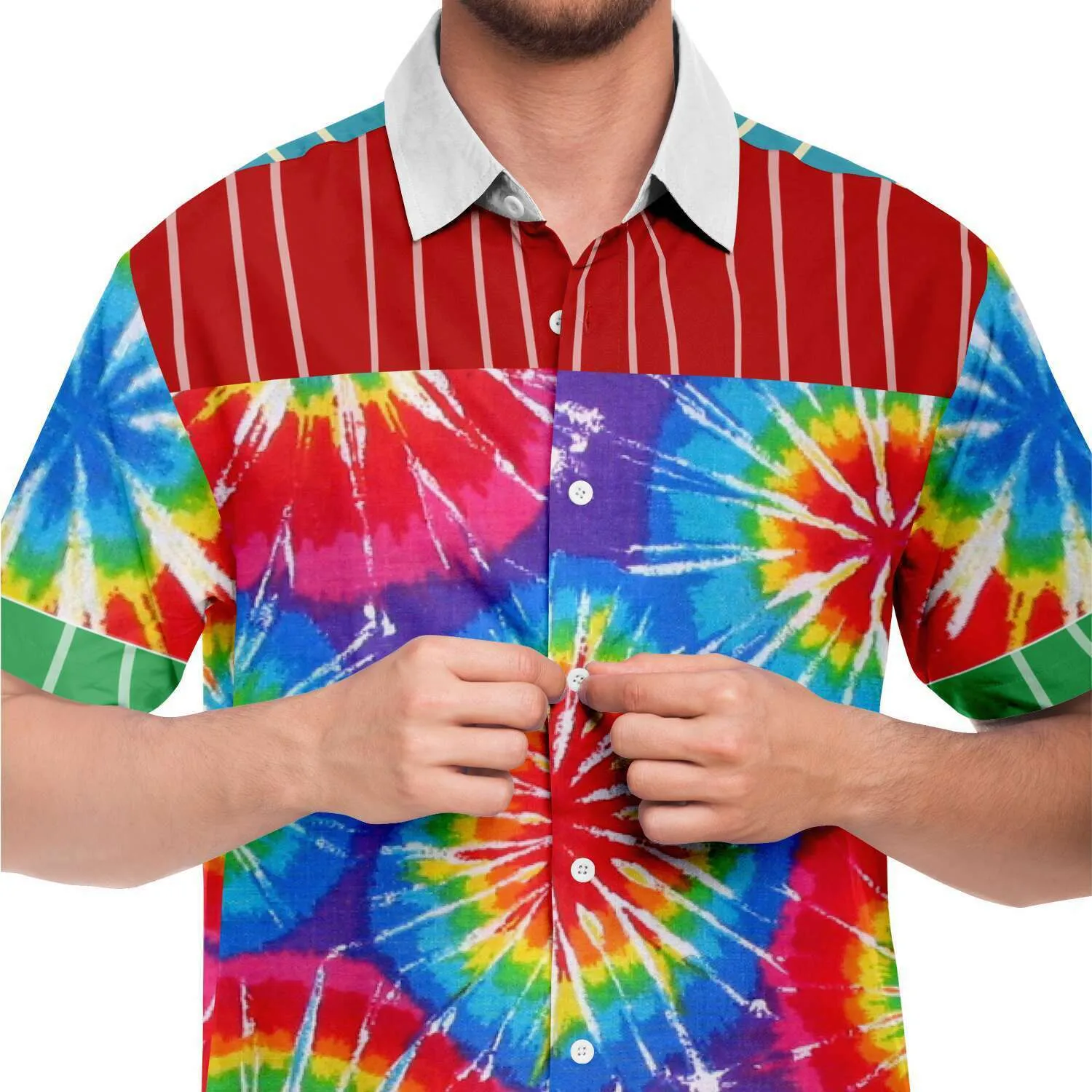 Rainbow Swirl Short Sleeve Button Down Shirt