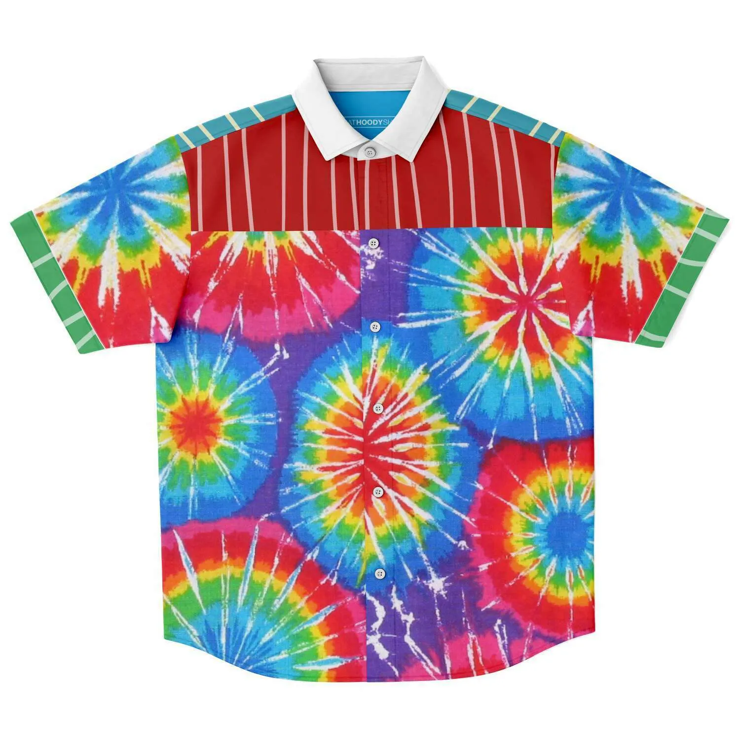 Rainbow Swirl Short Sleeve Button Down Shirt