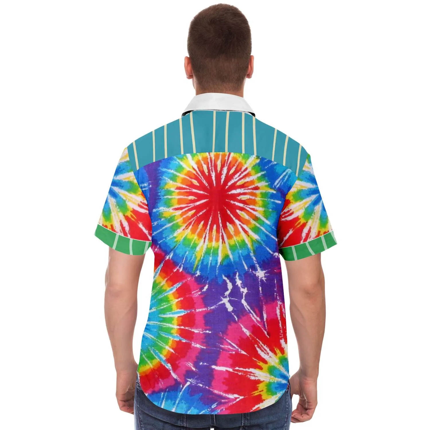 Rainbow Swirl Short Sleeve Button Down Shirt