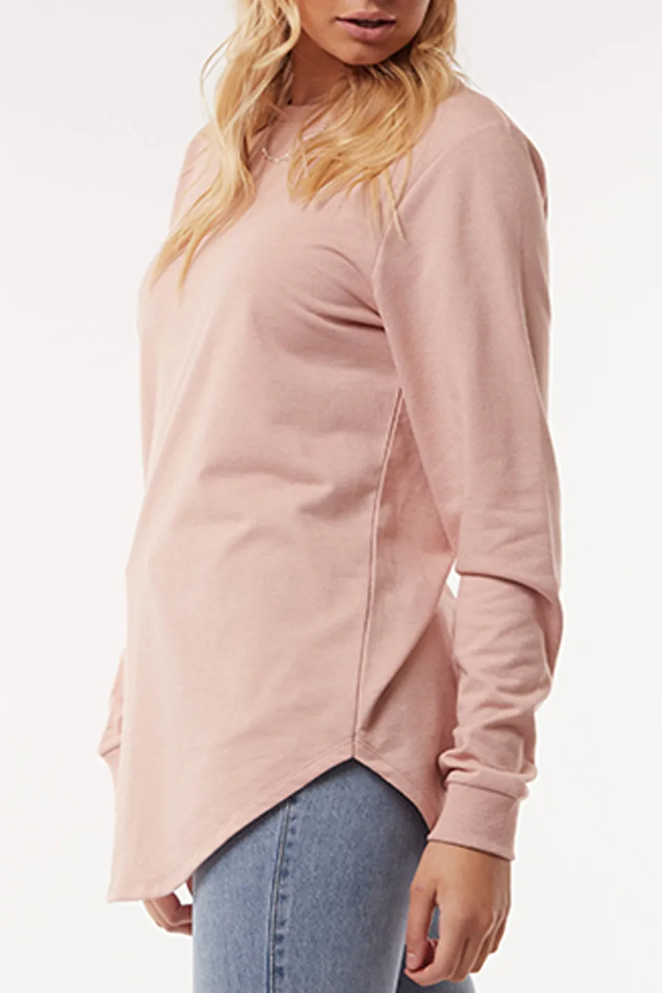 Renee LS Longline Misty Rose Marle Jumper