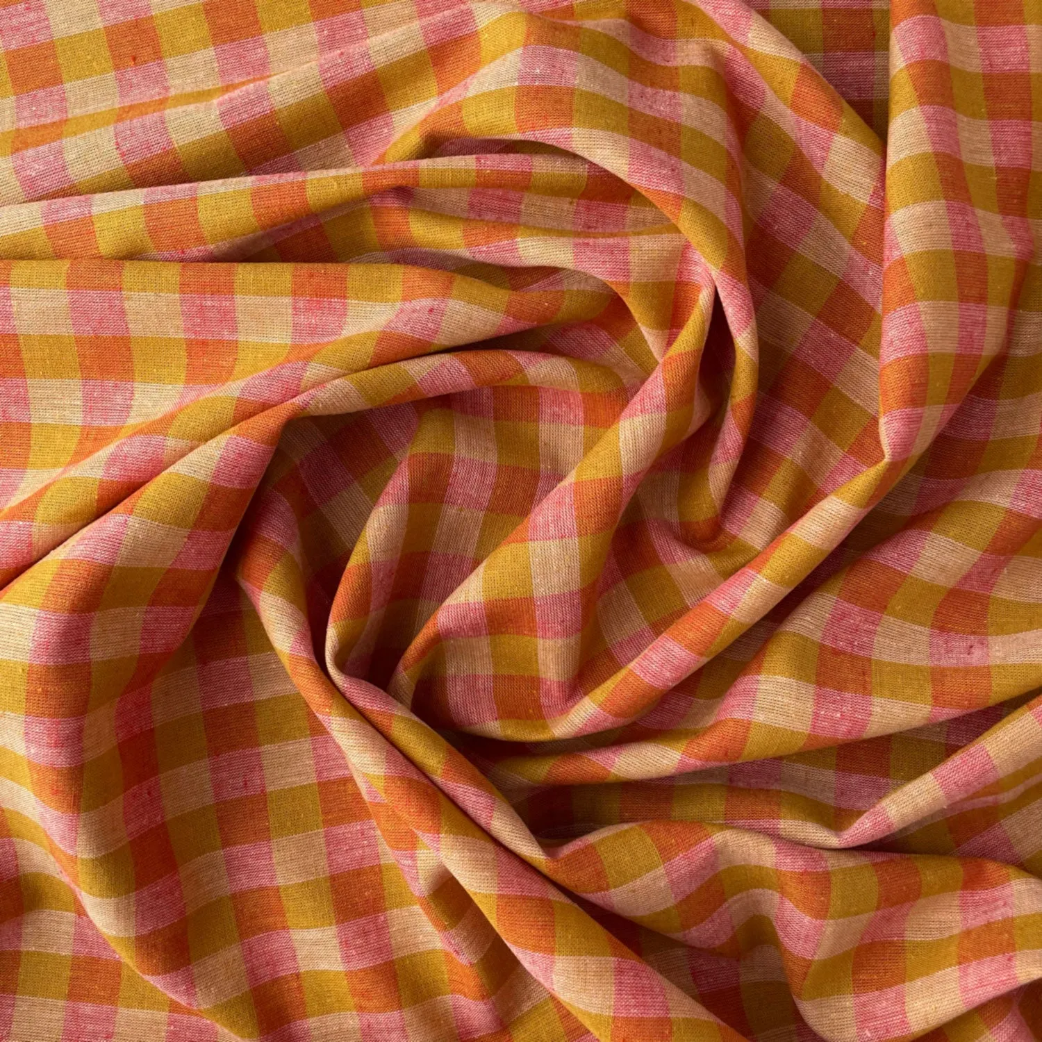 Rhubarb & Custard Linen Cotton Gingham Fabric