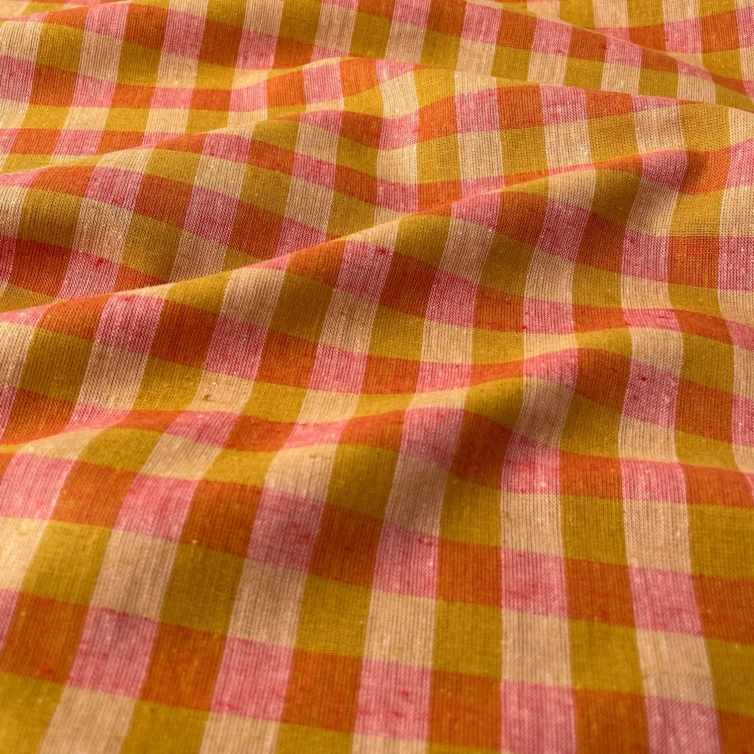 Rhubarb & Custard Linen Cotton Gingham Fabric