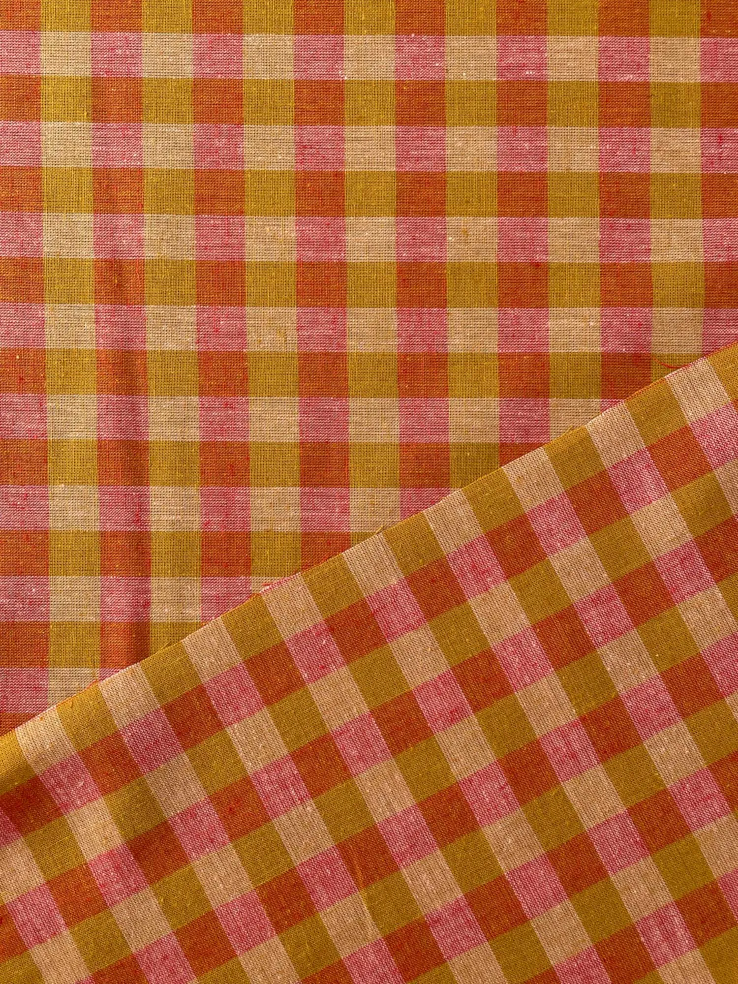 Rhubarb & Custard Linen Cotton Gingham Fabric