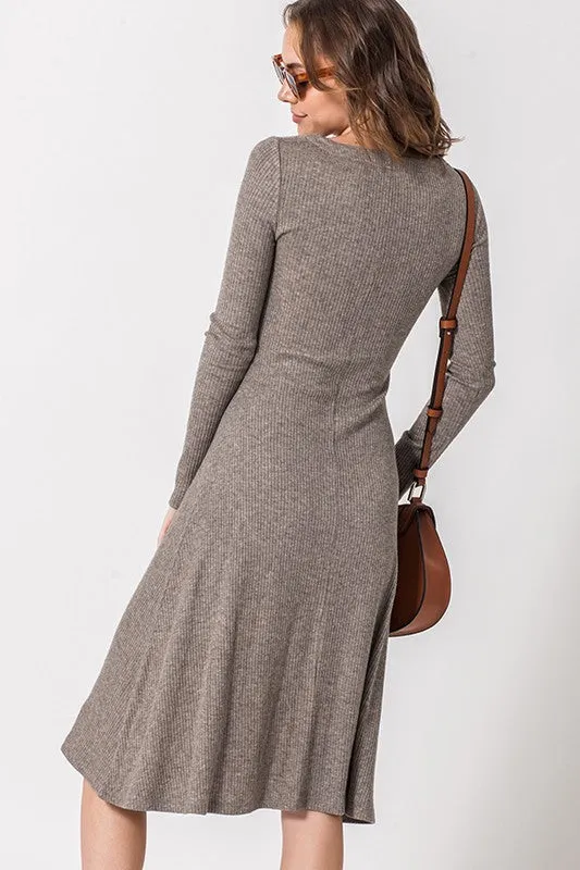 Ruby Button Down Dress in Mocha