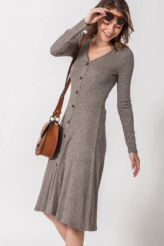 Ruby Button Down Dress in Mocha