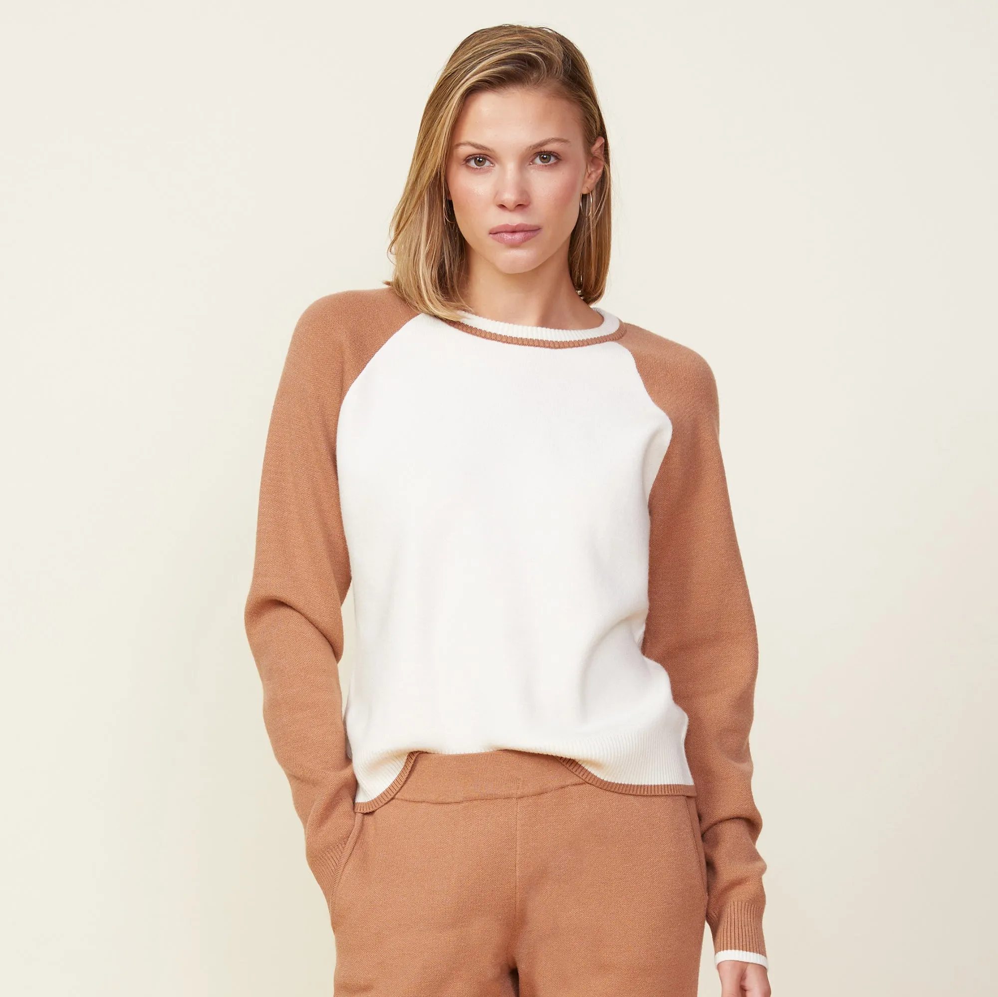 Soft Knit Colorblock Raglan Sweater