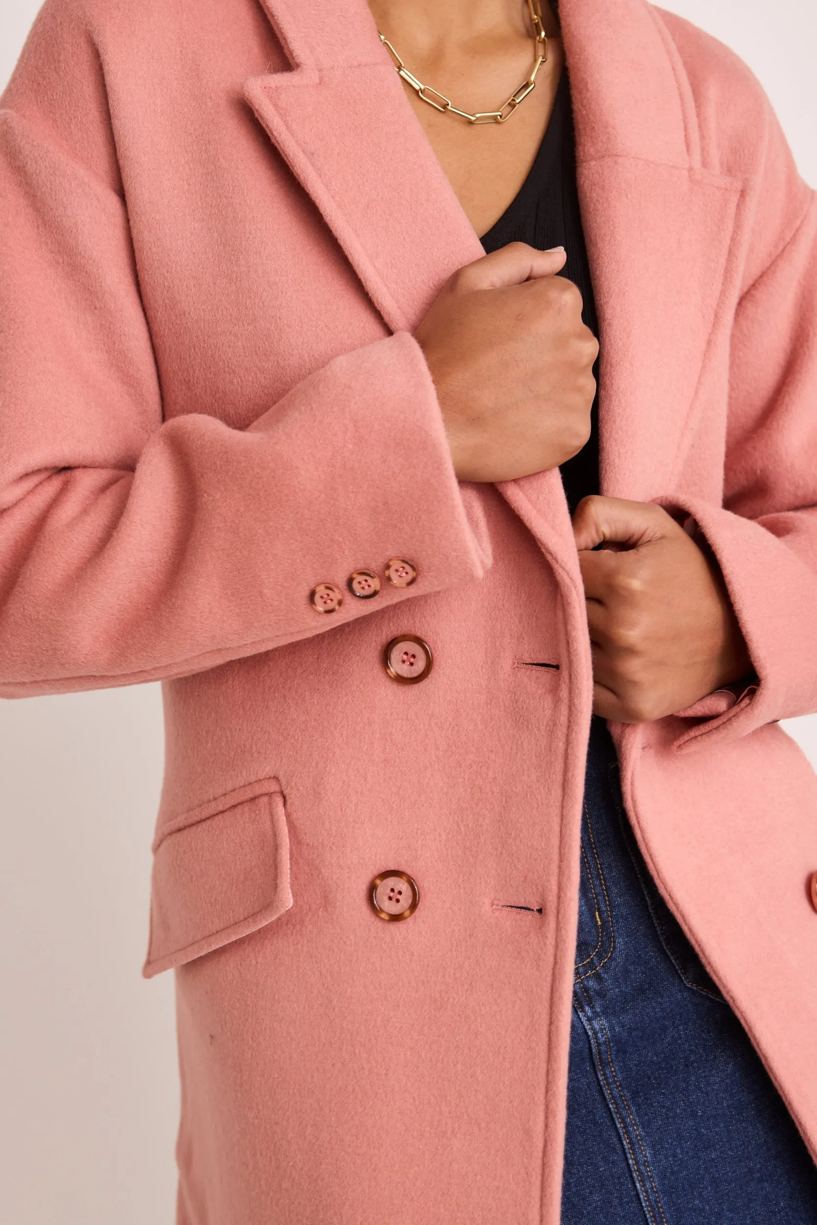 Style Tea Rose Oversized Belted Coat