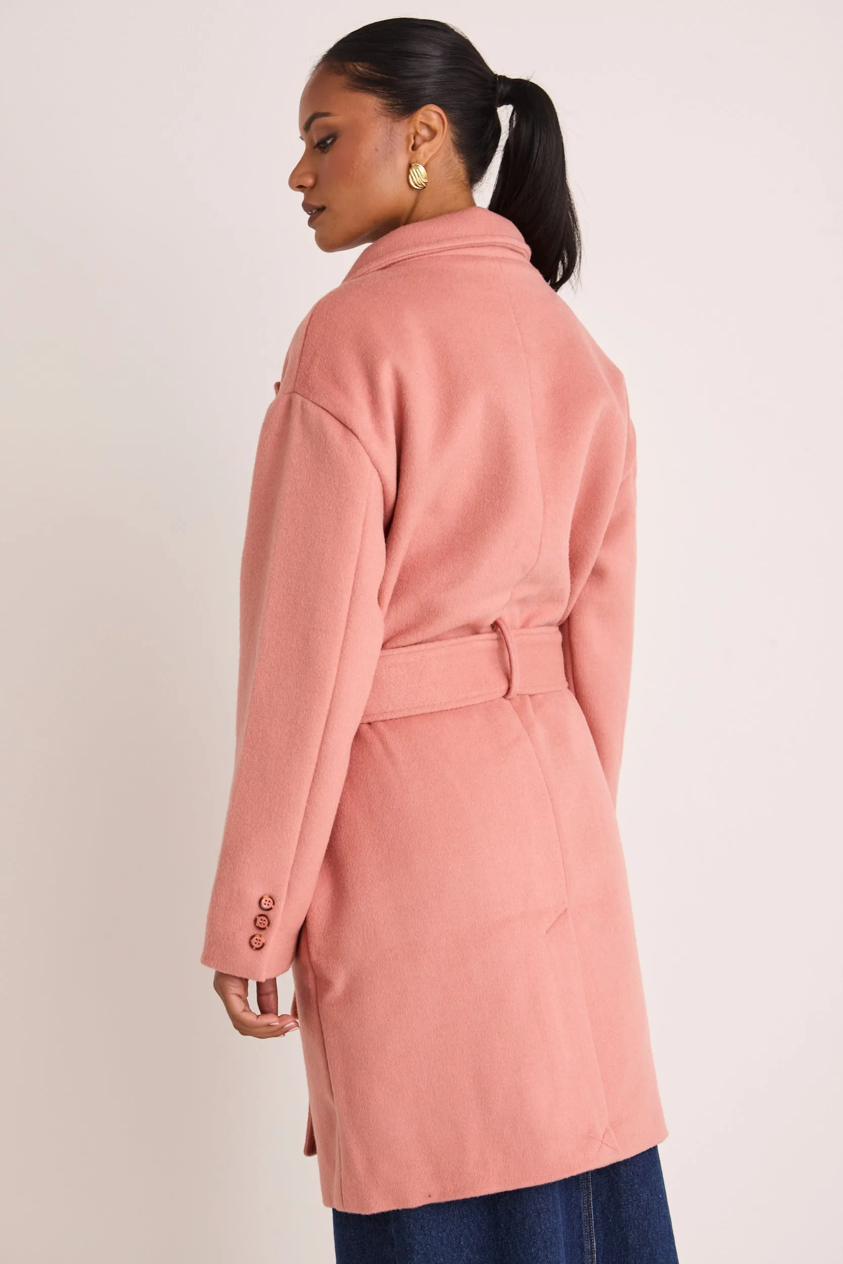 Style Tea Rose Oversized Belted Coat