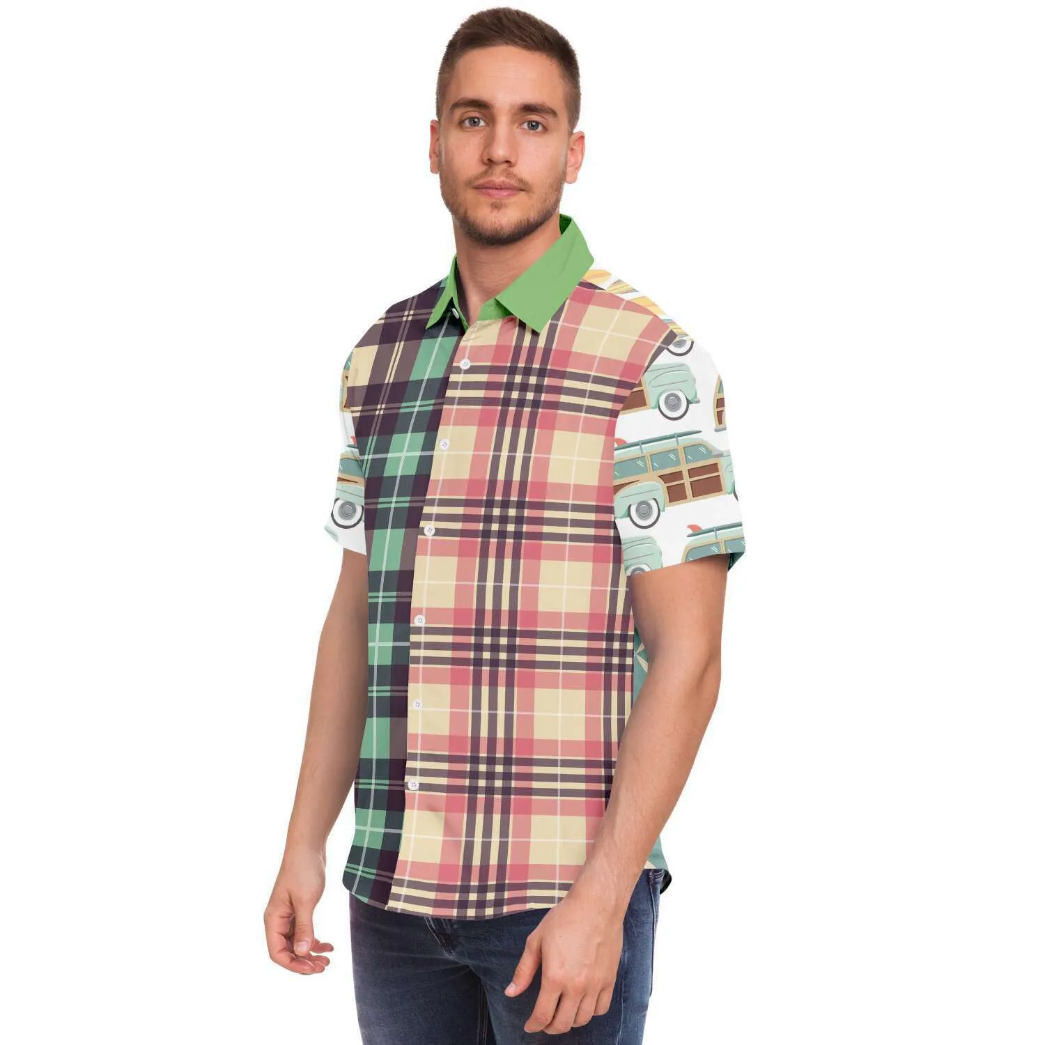 Summer Juxtapose Short Sleeve Button Down Shirt