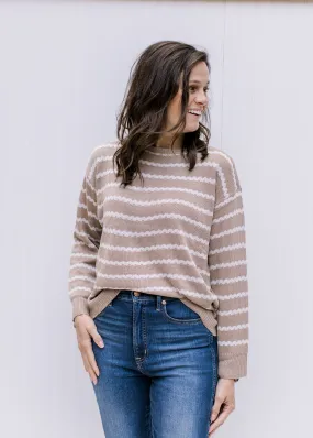 Taupe and Cream Zig Zag Sweater