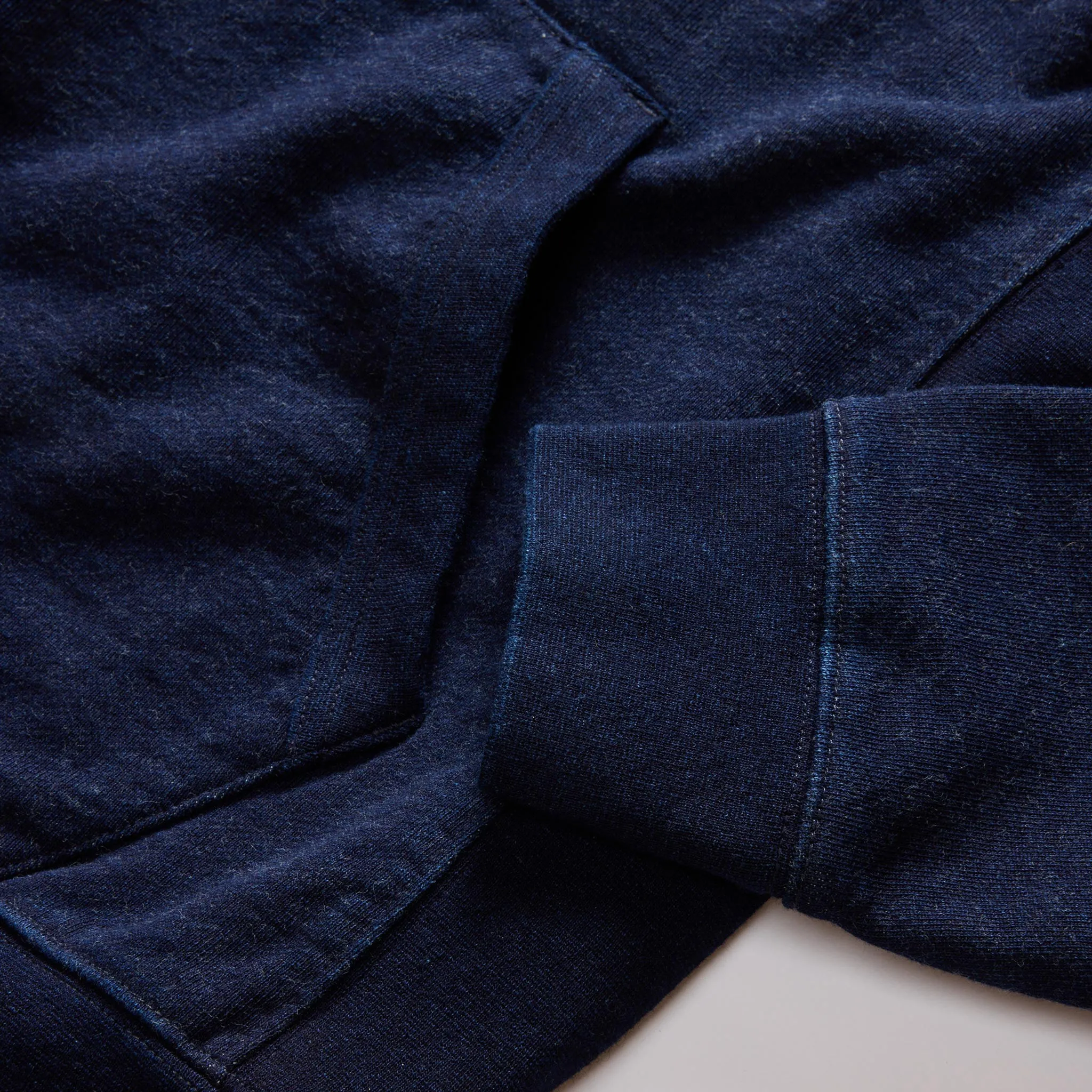 The Apres Hoodie in Rinsed Indigo Terry