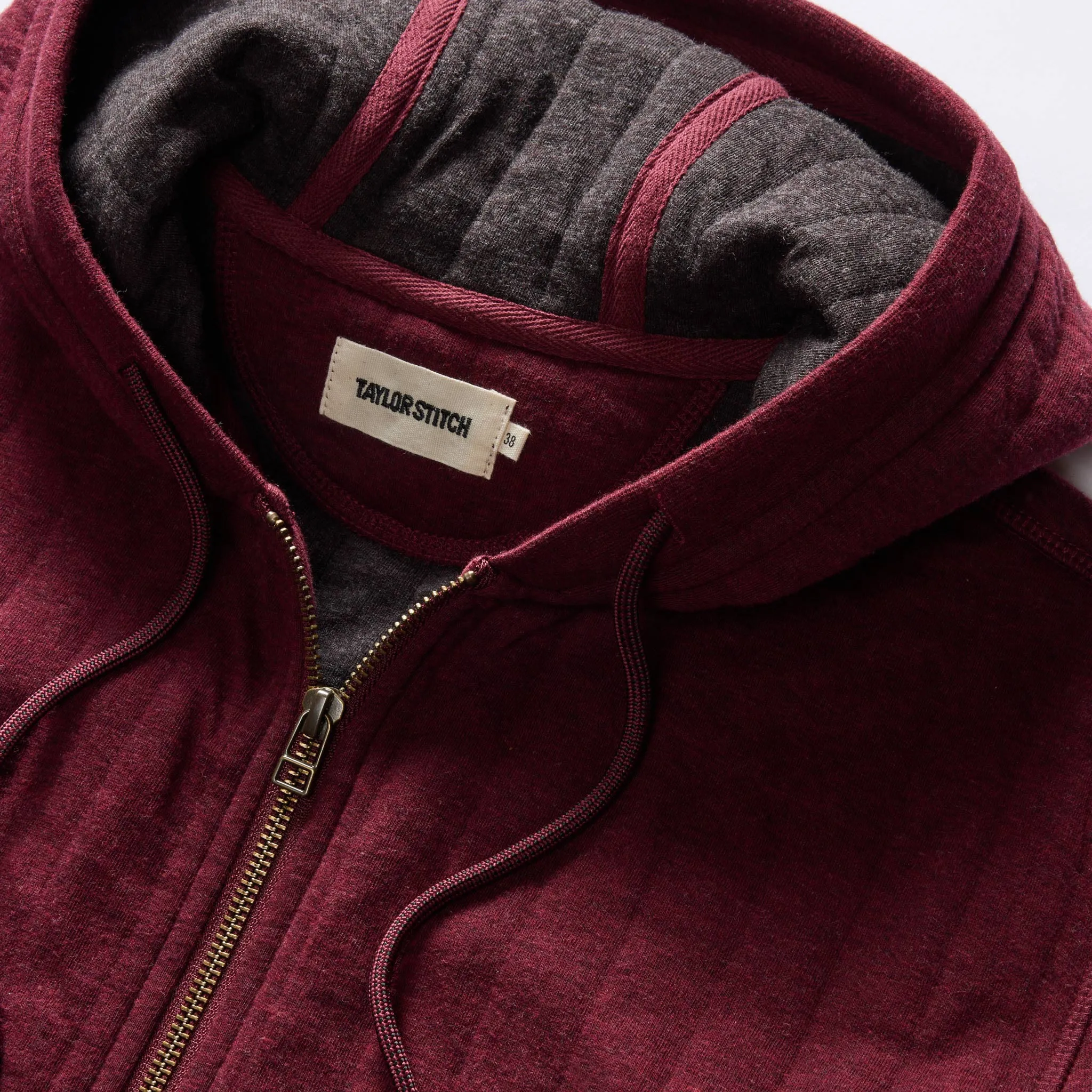 The Apres Zip Hoodie in Burgundy Quilt