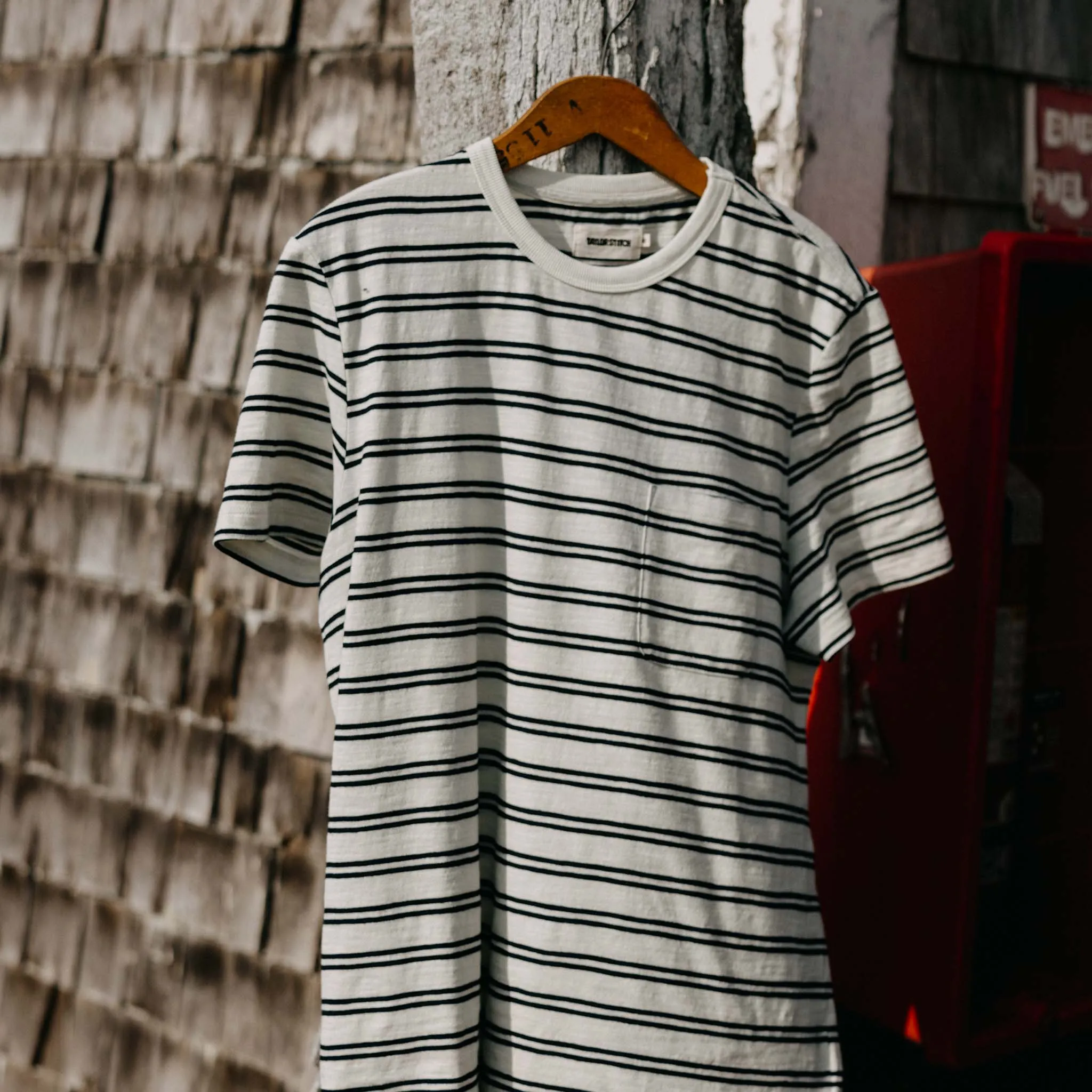 The Organic Cotton Tee in Washed Indigo Stripe