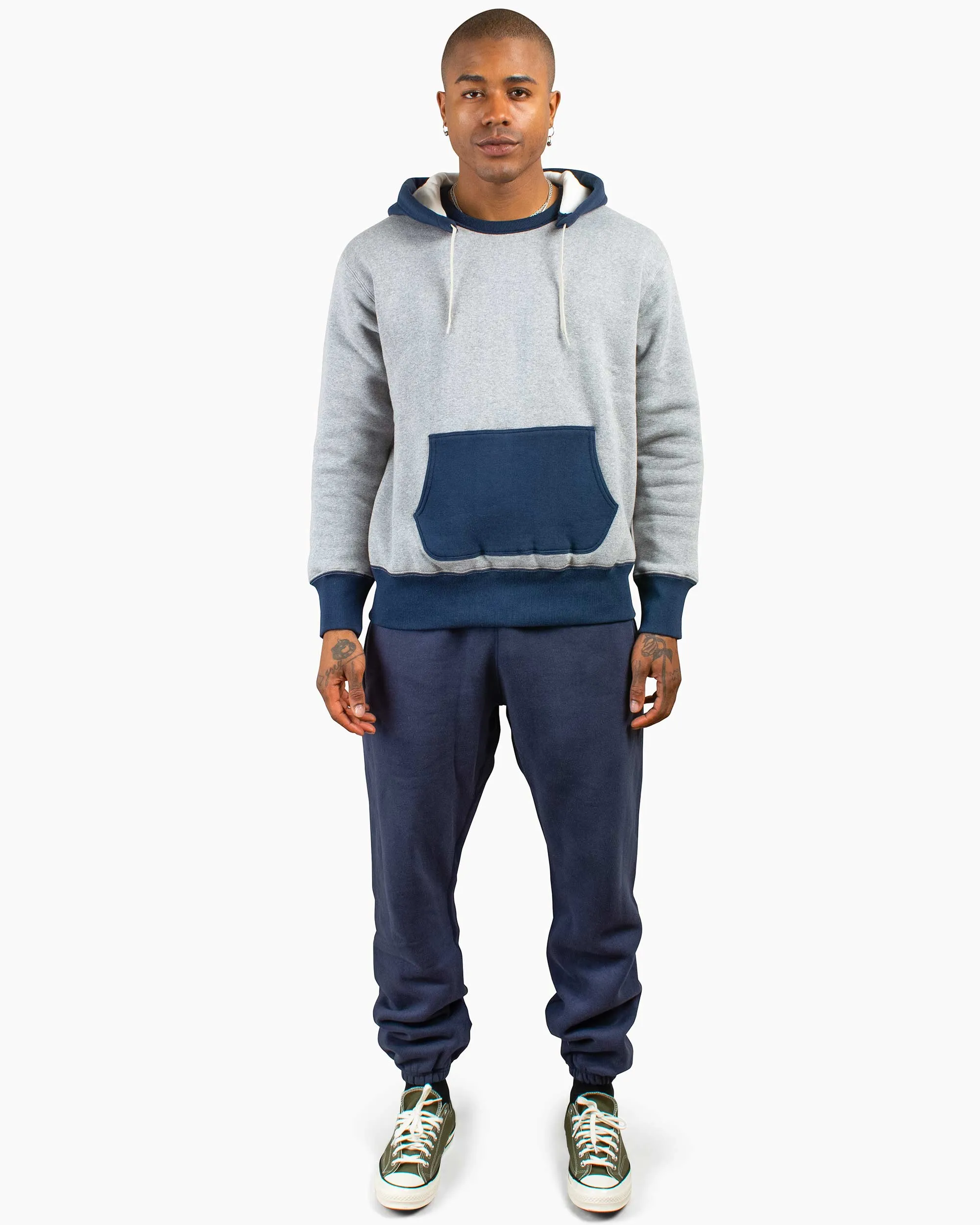 The Real McCoy's MC20119 Double Face After-Hooded Sweatshirt Grey/Navy