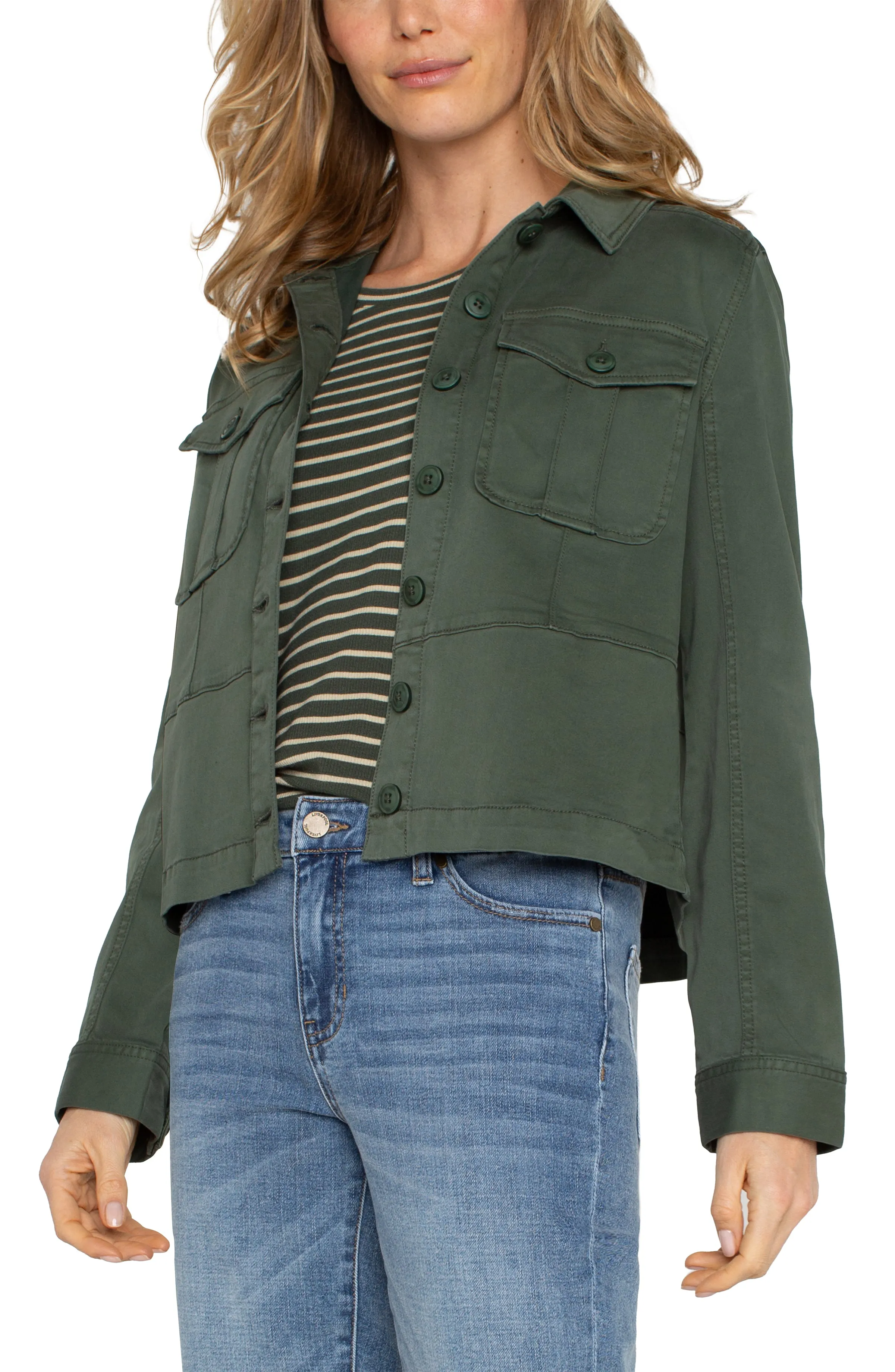 TRUCKER JACKET WITH PEPLUM HEM