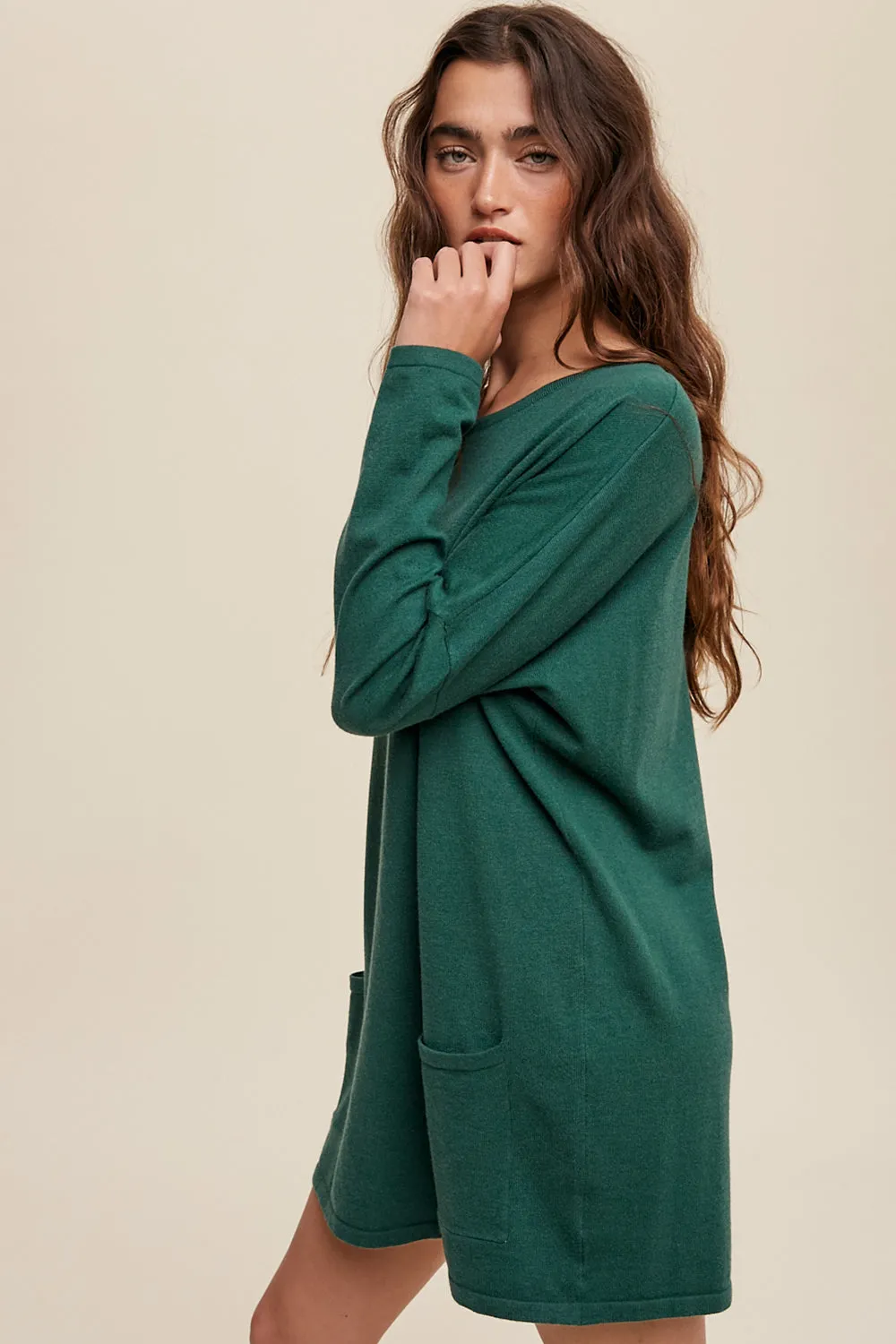 Two Pocket Oversized Light Weight Knit Sweater