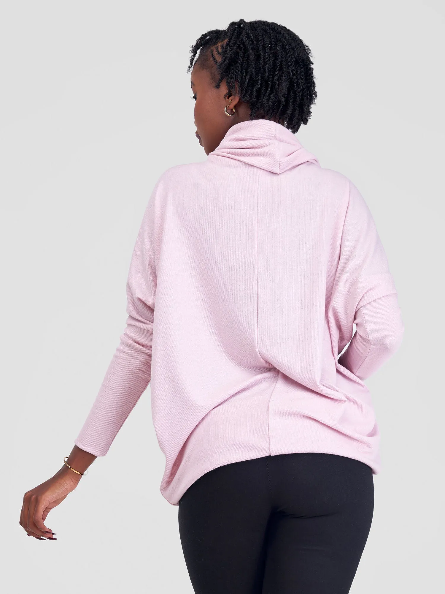 Vivo Basic Nala Dolman Cowl Sweater Top - Light Pink