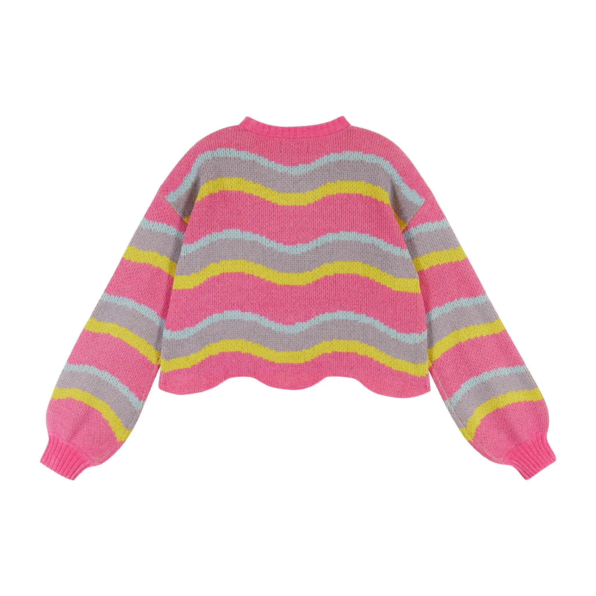 Wavy Chenille Hem Sweater (Size 7 -16 Years) | Pink