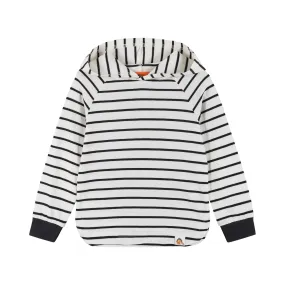 White Striped Knit Hoodie