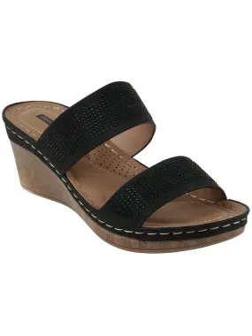 Womens Faux Leather Mule Sandals