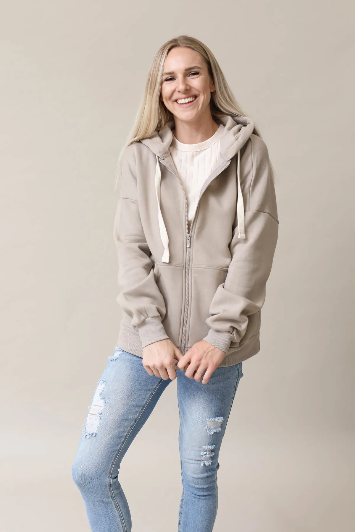 Zipper Hoodie Sweat Jacket With Pockets