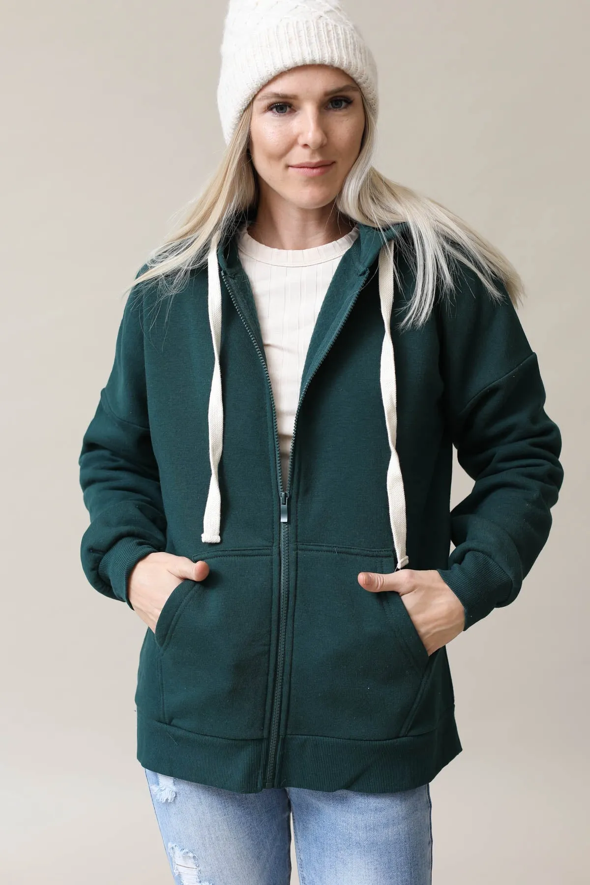 Zipper Hoodie Sweat Jacket With Pockets