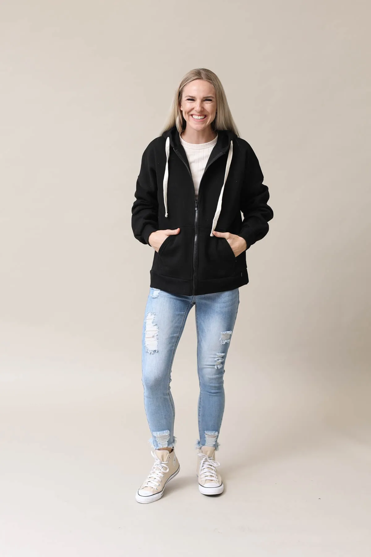 Zipper Hoodie Sweat Jacket With Pockets