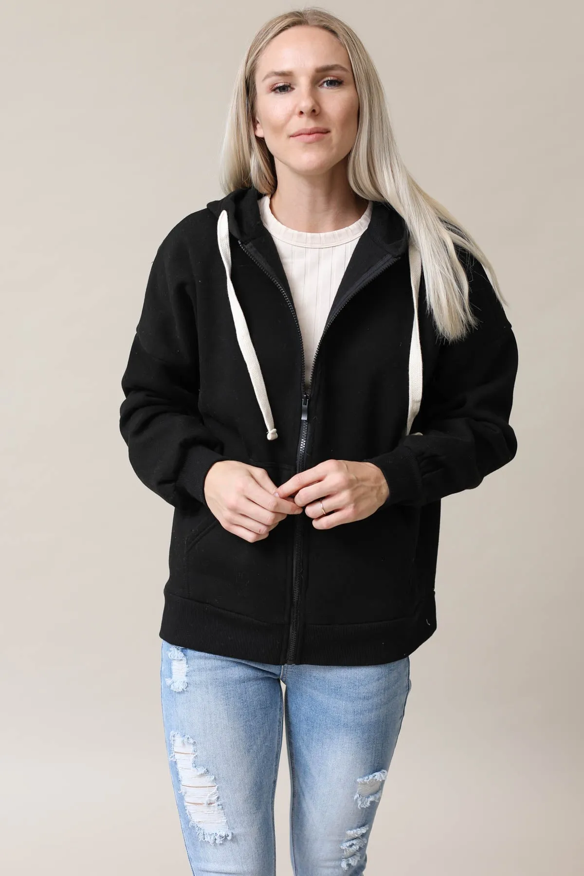 Zipper Hoodie Sweat Jacket With Pockets